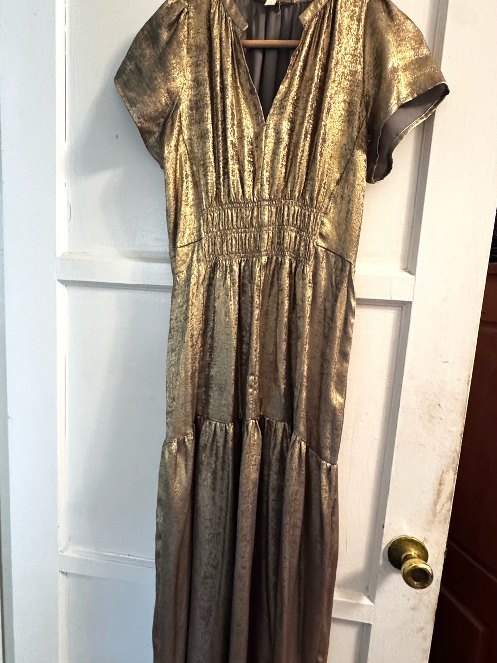 Grade & Gather-Gold Metallic Maxi Dress -